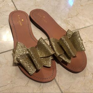 Kate Spade Cecily glitter gold bow sandals